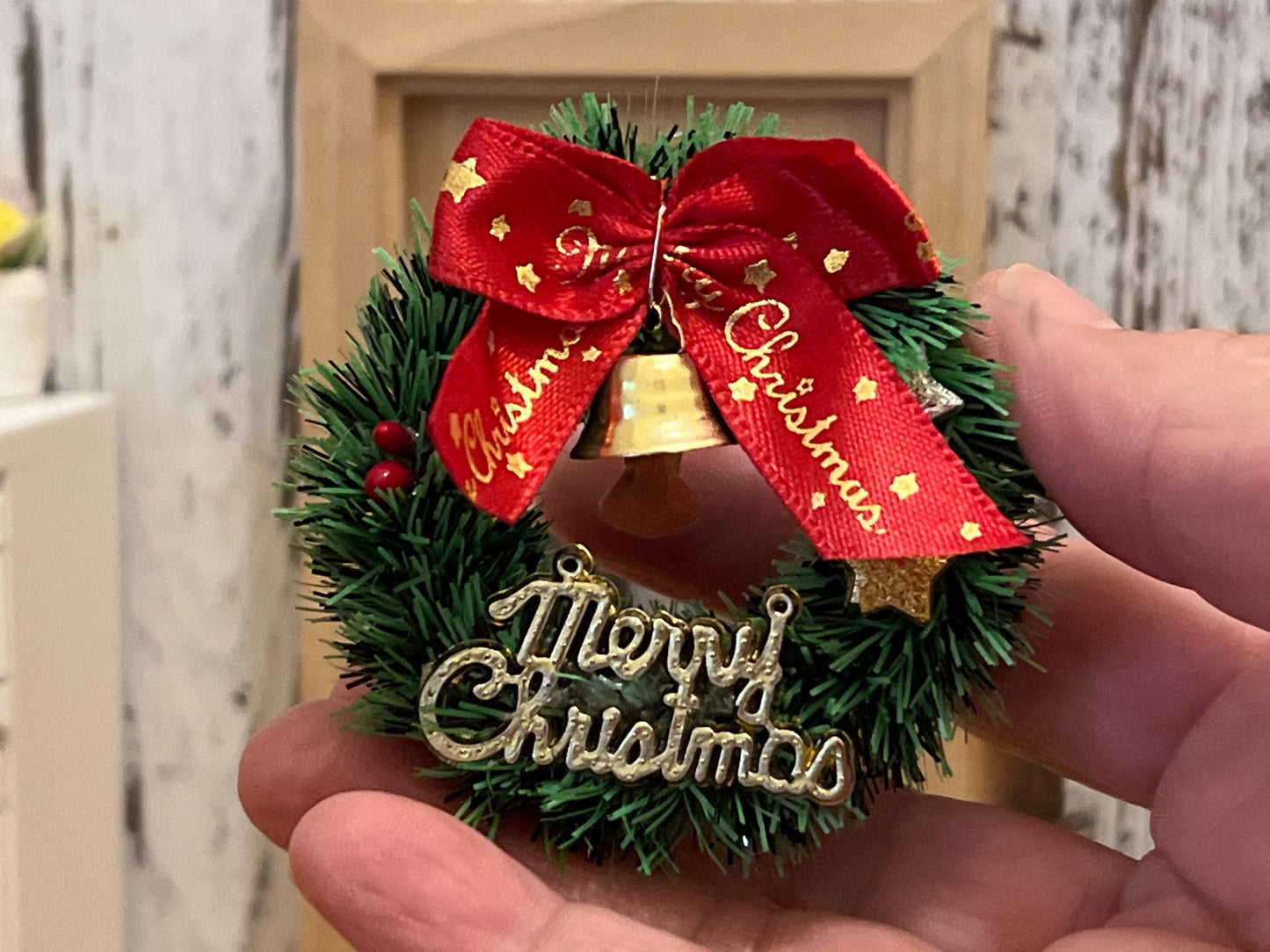 Miniature Christmas Wreath-1:12 Scale - Dollhouse Home Decor __etsy:6494798242
