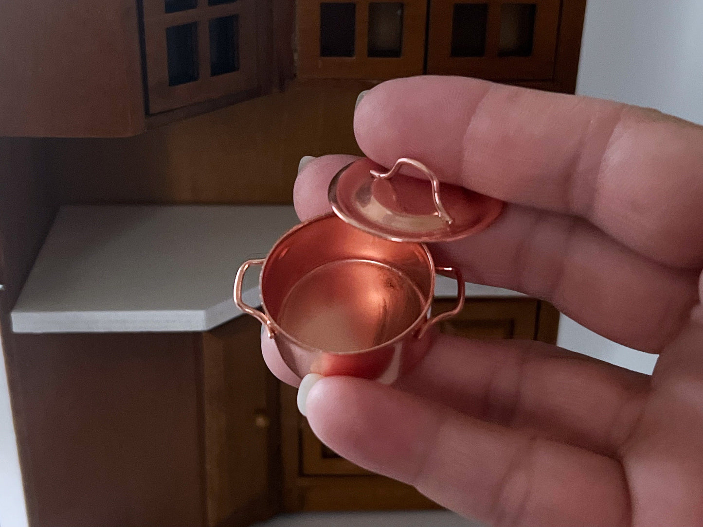 Miniature Cooper Soup Pot-1:12 Scale, Dollhouse Cookware Kitchen Essential __etsy:5632203381