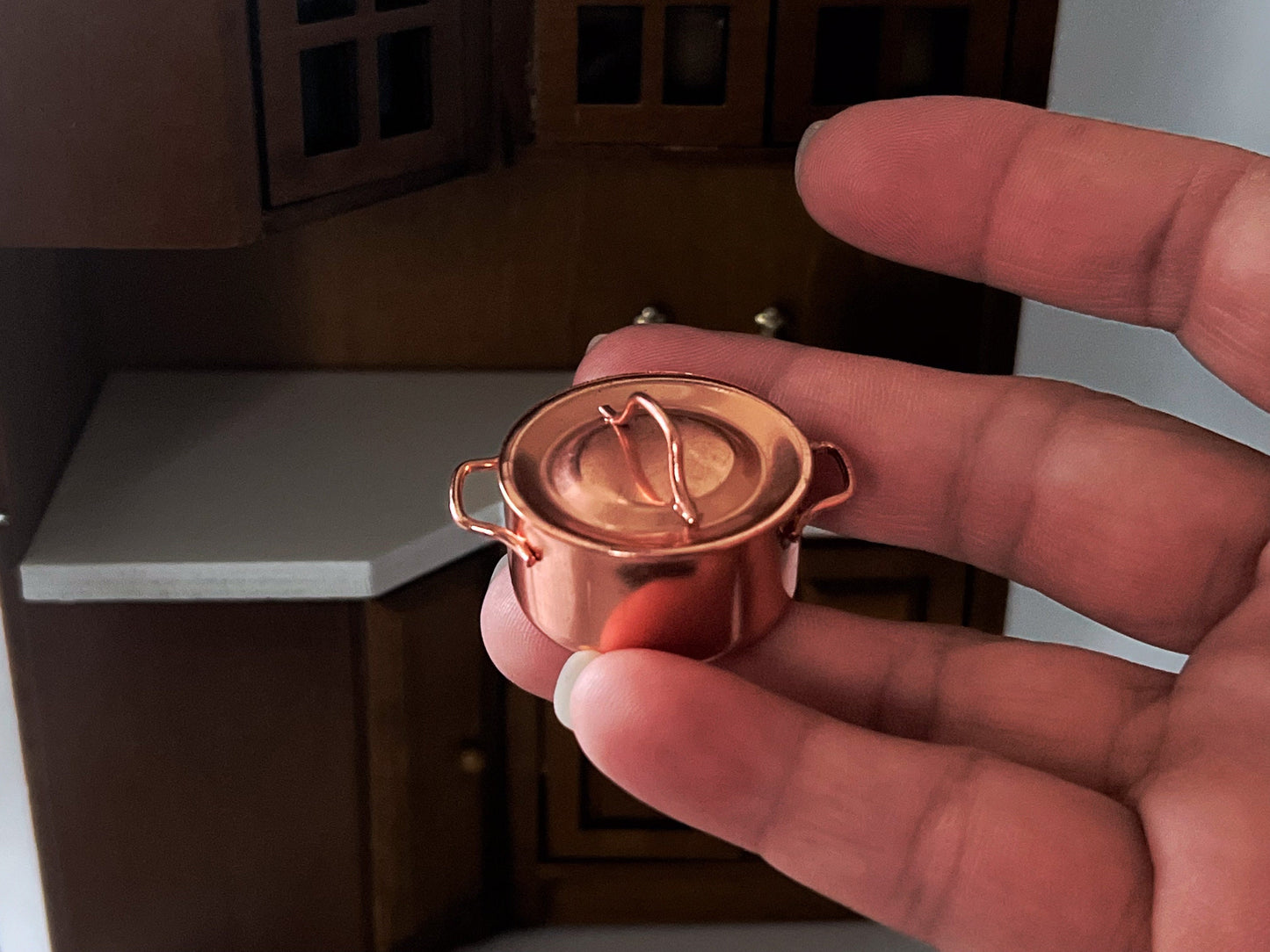 Miniature Cooper Soup Pot-1:12 Scale, Dollhouse Cookware Kitchen Essential __etsy:5584091672