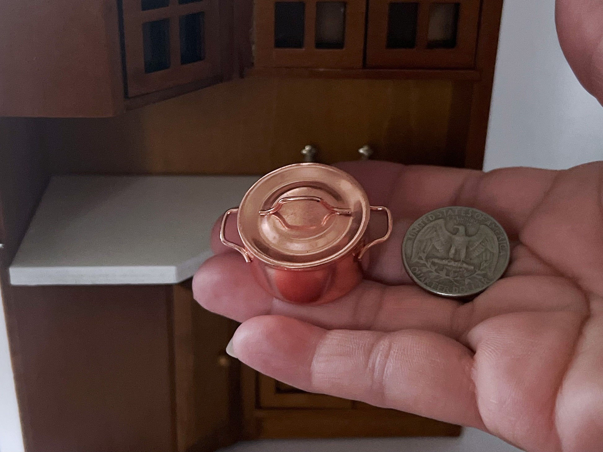 Miniature Cooper Soup Pot-1:12 Scale, Dollhouse Cookware Kitchen Essential __etsy:5584090754
