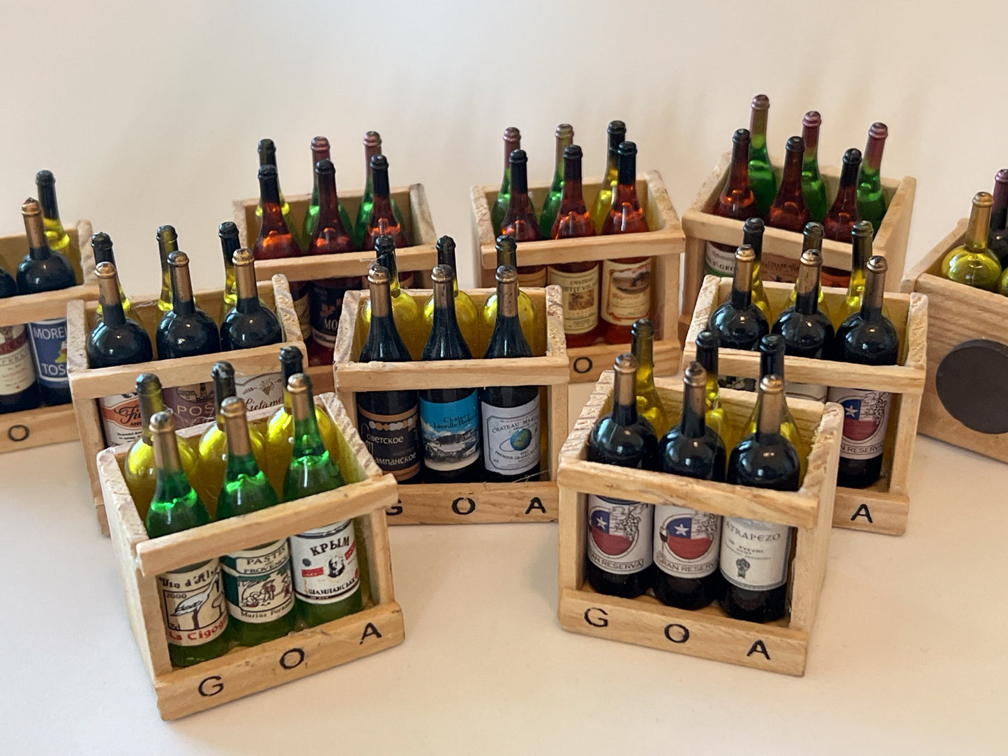 Miniature Dollhouse Wine Crate – 1:12 Scale - 6 Bottle Wooden Case – Random Style Refrigerator Magnet __etsy:6278462101