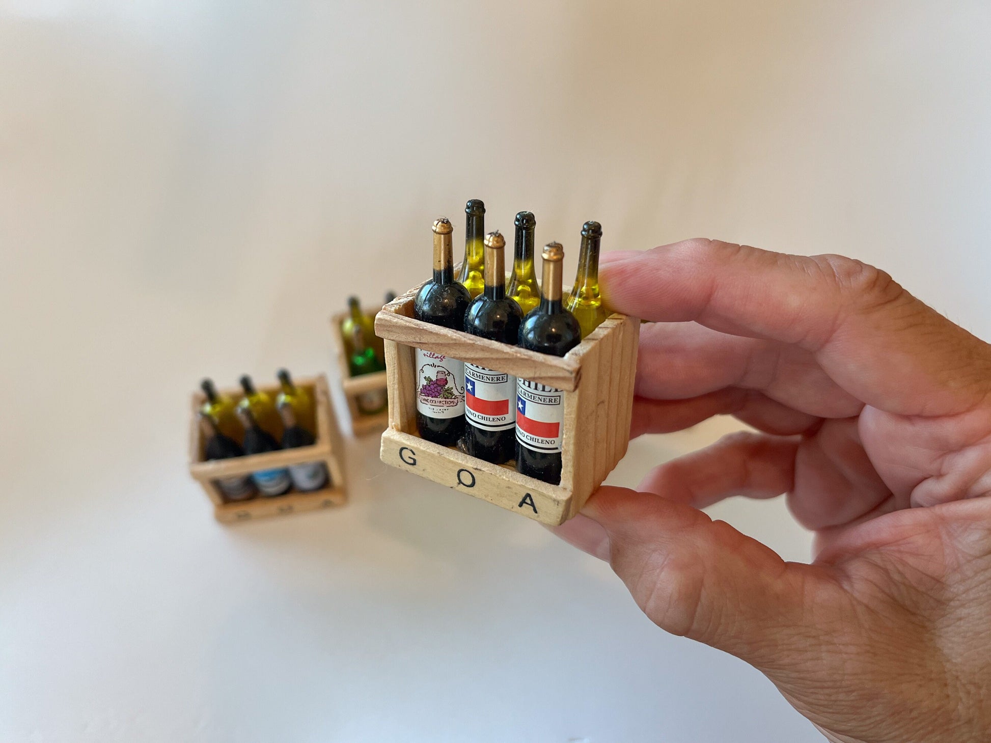 Miniature Dollhouse Wine Crate – 1:12 Scale - 6 Bottle Wooden Case – Random Style Refrigerator Magnet __etsy:6278462055