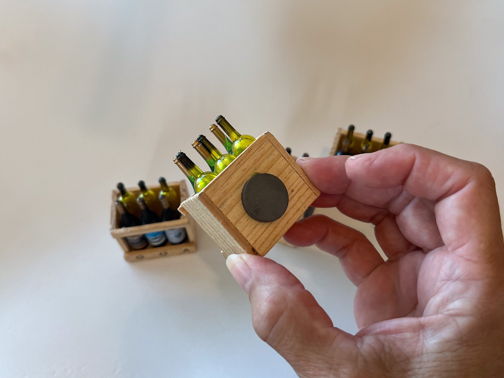 Miniature Dollhouse Wine Crate – 1:12 Scale - 6 Bottle Wooden Case – Random Style Refrigerator Magnet __etsy:6230402182