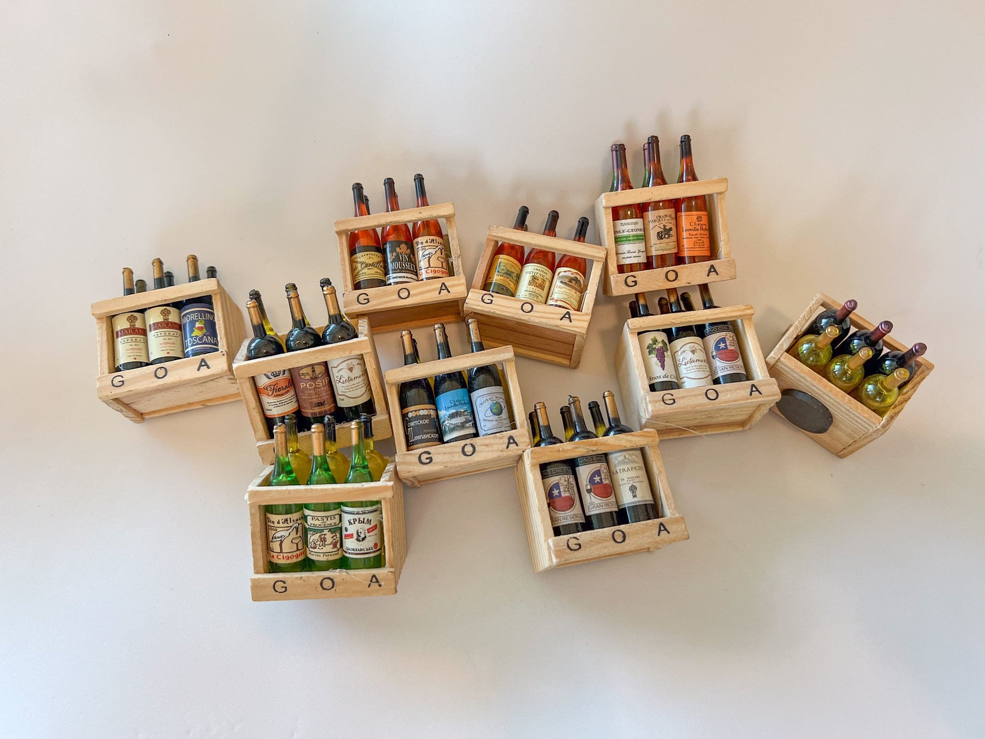 Miniature Dollhouse Wine Crate – 1:12 Scale - 6 Bottle Wooden Case – Random Style Refrigerator Magnet __etsy:6278462065