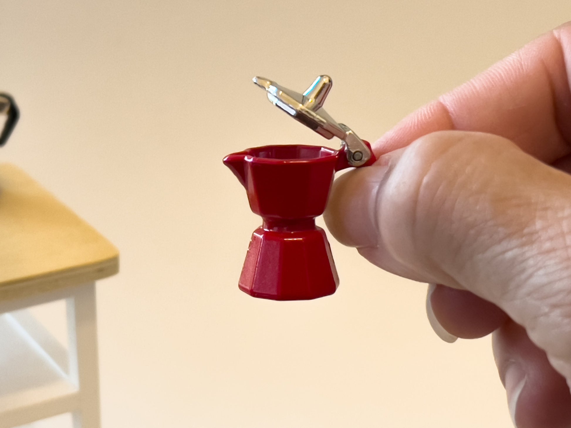 Miniature Espresso Coffee Maker – 1:12 Scale - Dollhouse Metal Moka Pot | Red or Black __etsy:5820123494