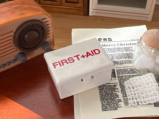 Miniature First Aid Kit, Vintage Metal Hinged Box, 1:12 Scale Dollhouse Accessory __etsy:6062028883
