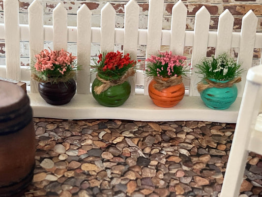 Miniature Flowerpots 4PC – 12th Scale, Dollhouse Garden Planters __etsy:5482183155