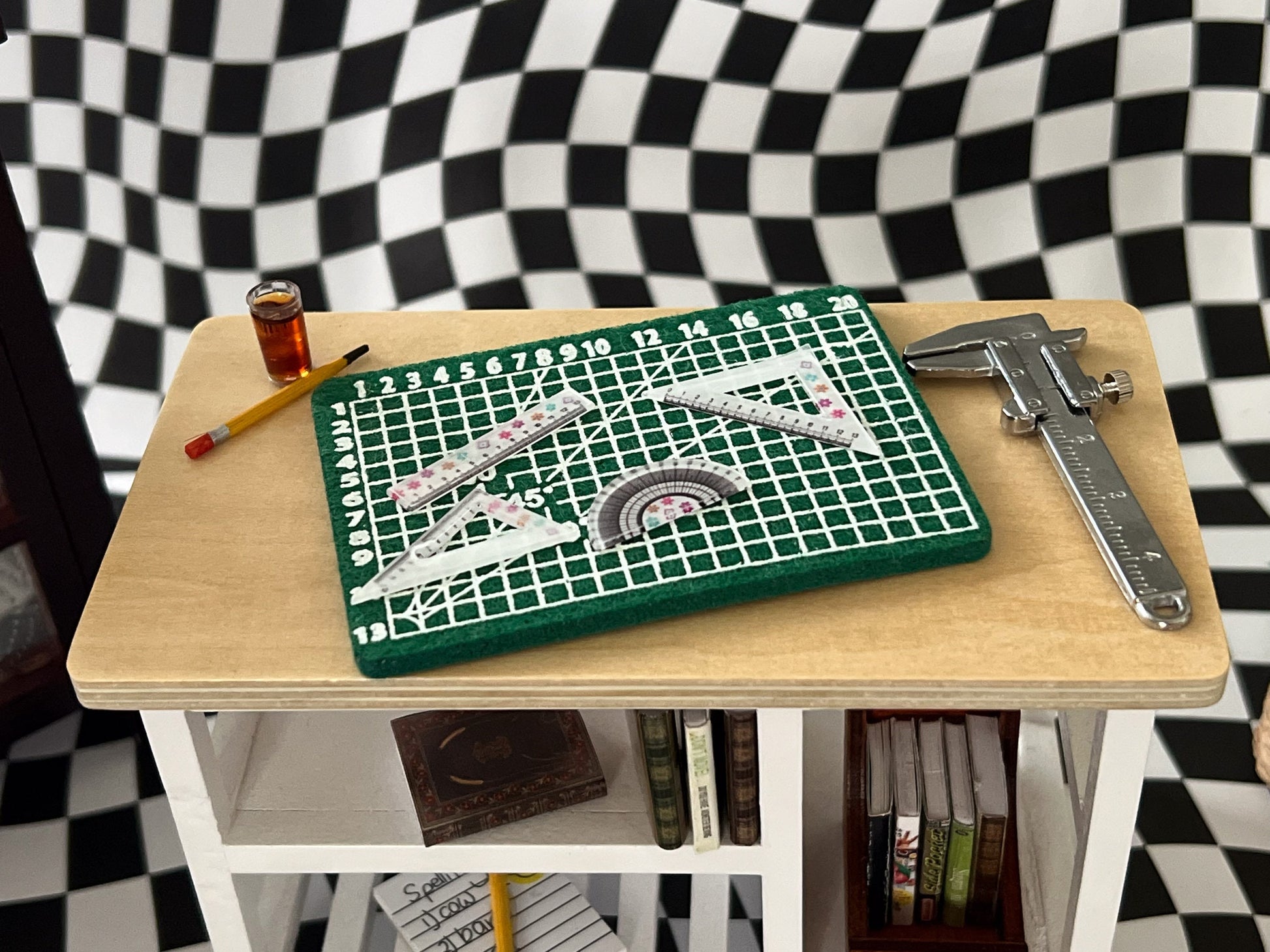 Miniature Foam Cutting Mat 1:12 Scale – Double-Sided with Rulers & Caliper – Dollhouse Crafting, Sewing __etsy:5770917419