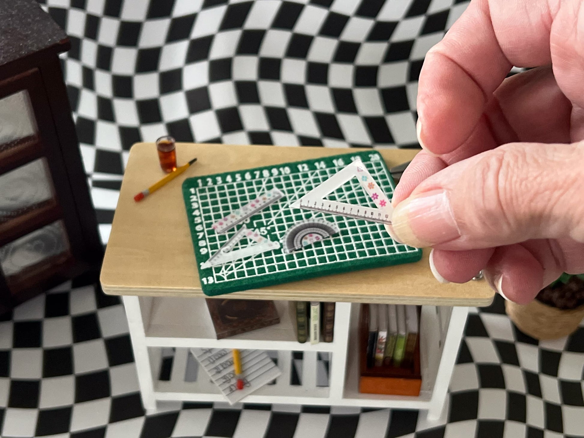Miniature Foam Cutting Mat 1:12 Scale – Double-Sided with Rulers & Caliper – Dollhouse Crafting, Sewing __etsy:5770917327