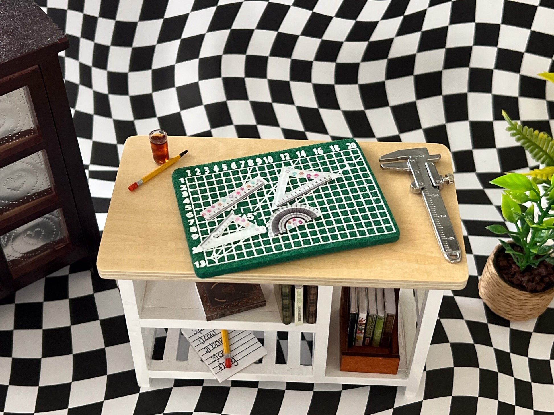 Miniature Foam Cutting Mat 1:12 Scale – Double-Sided with Rulers & Caliper – Dollhouse Crafting, Sewing __etsy:5722851876