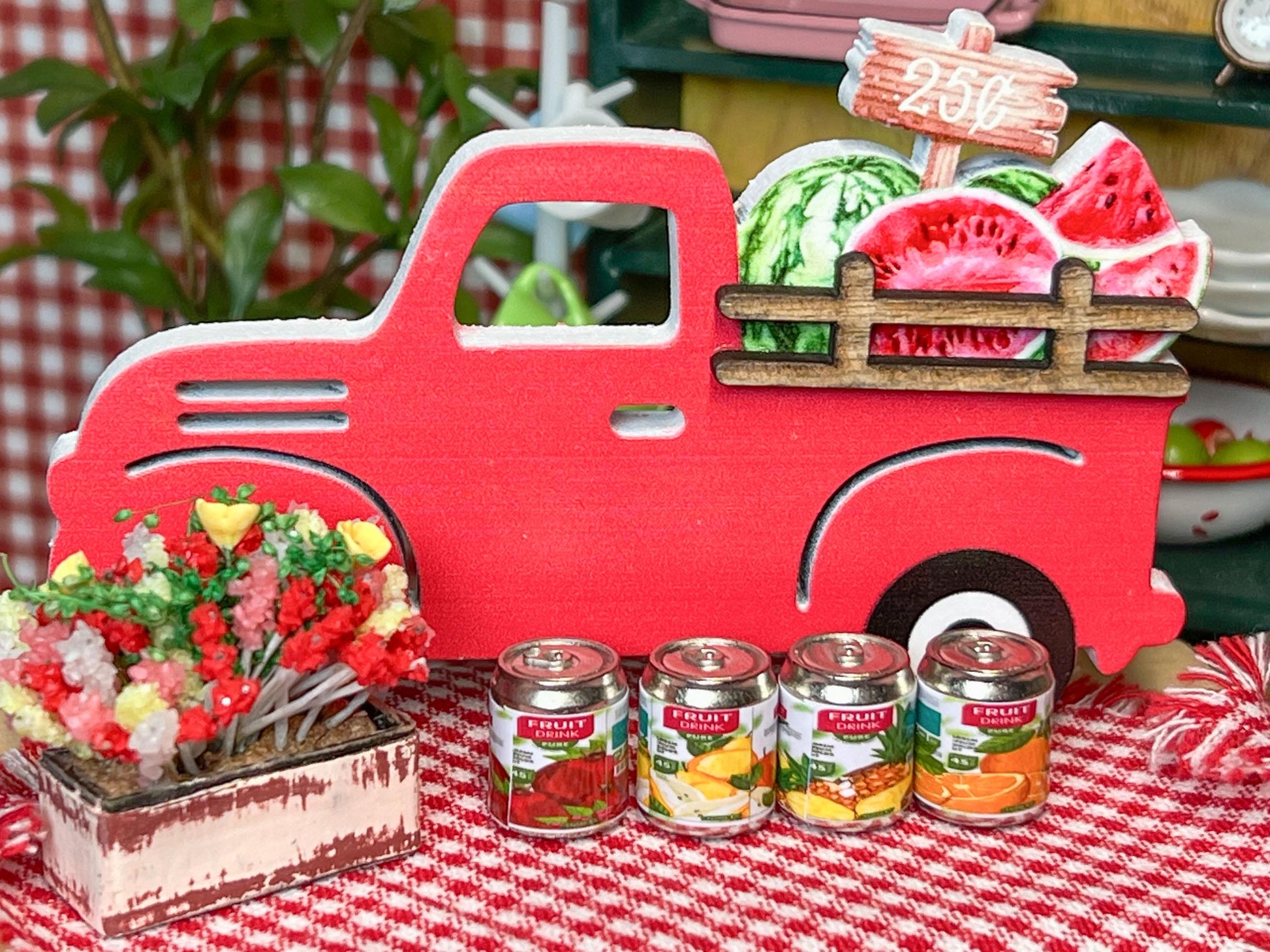 Miniature Fruit Juice Cans – 1:12 Scale, Set of 4 - Dollhouse Fruits __etsy:6676682962