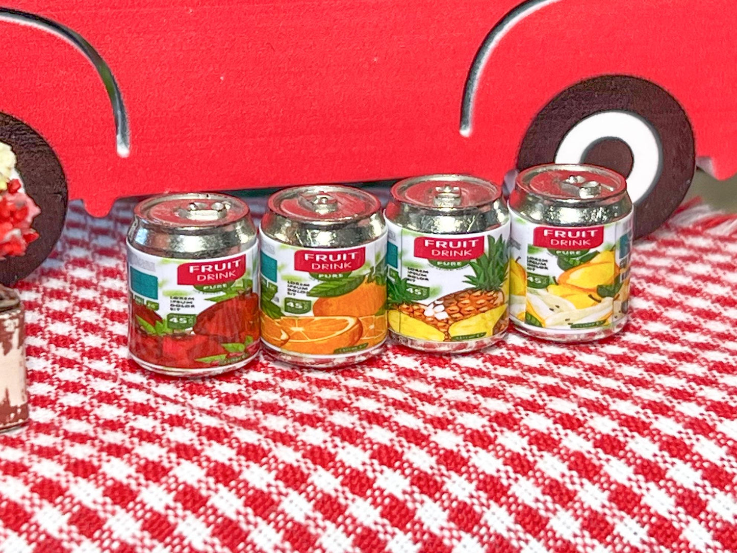 Miniature Fruit Juice Cans – 1:12 Scale, Set of 4 - Dollhouse Fruits __etsy:6676682762