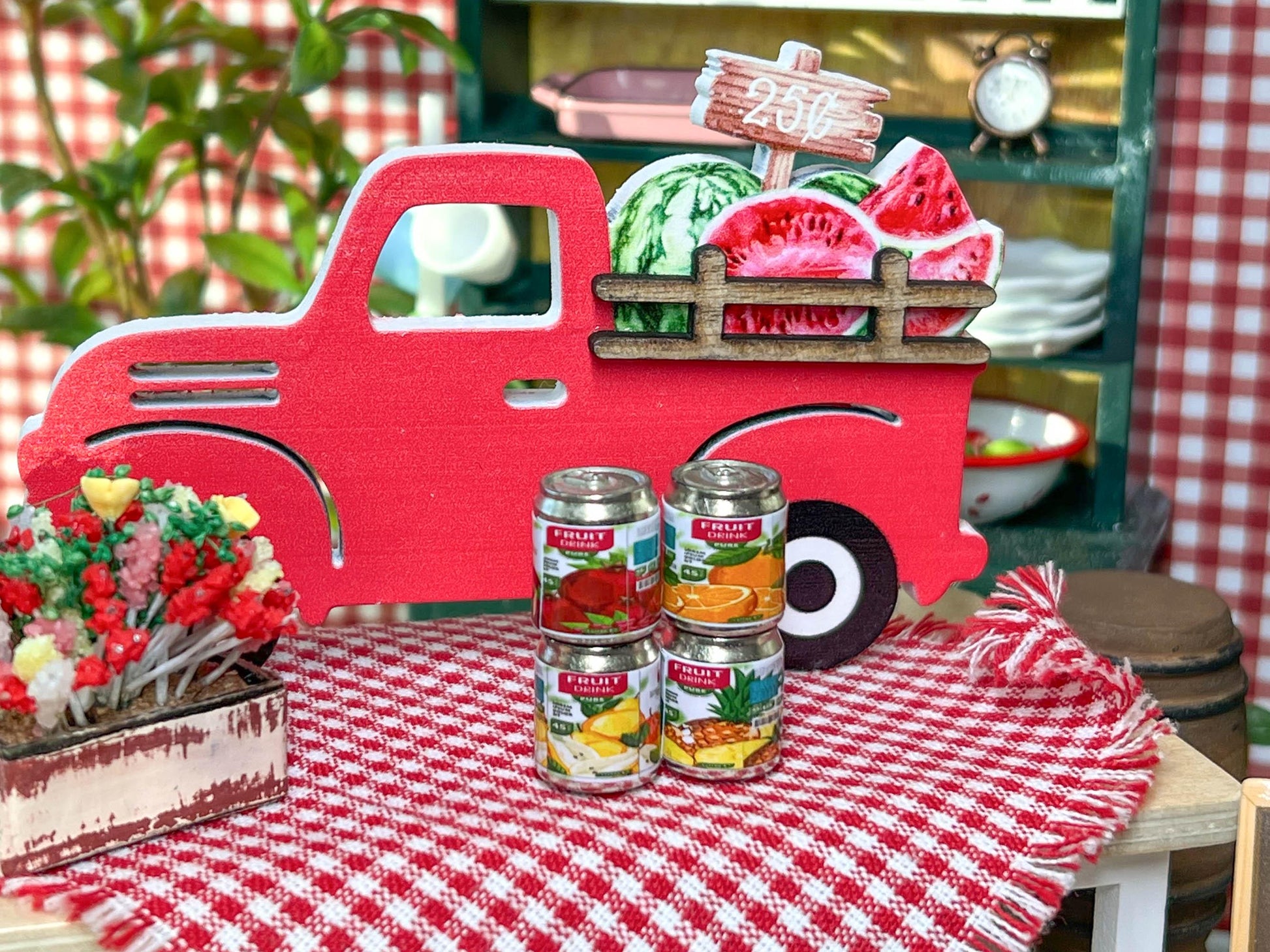 Miniature Fruit Juice Cans – 1:12 Scale, Set of 4 - Dollhouse Fruits __etsy:6676682944