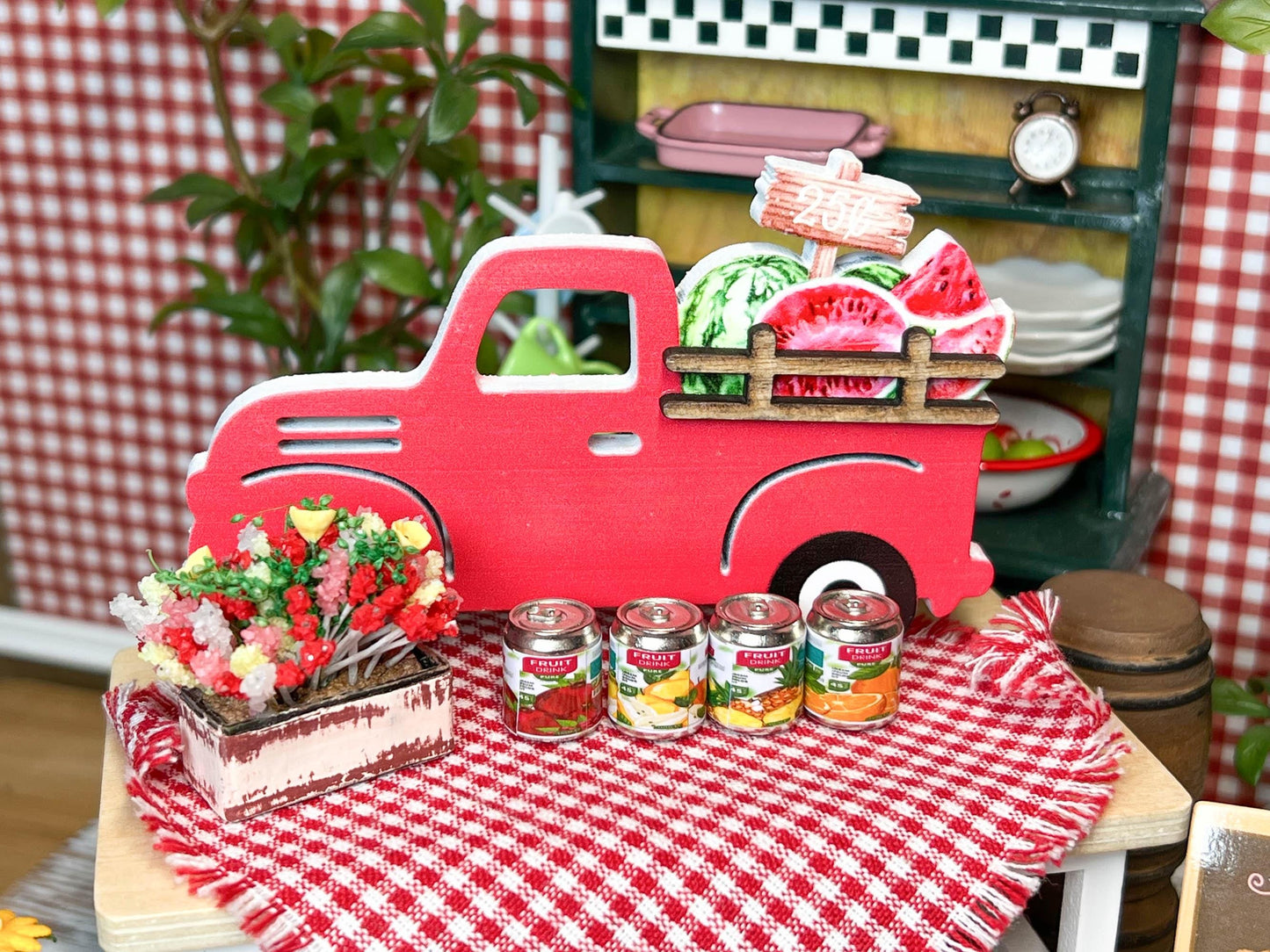 Miniature Fruit Juice Cans – 1:12 Scale, Set of 4 - Dollhouse Fruits __etsy:6724726321