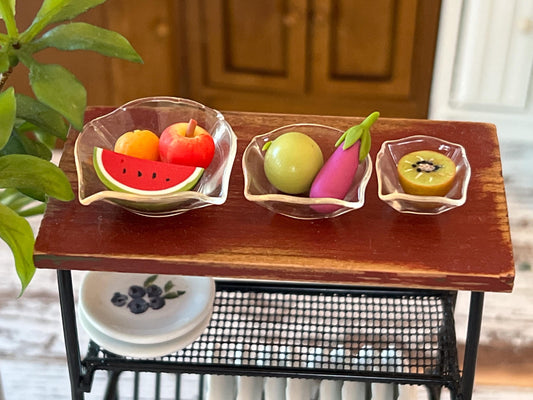 Miniature Fruit & Vegetable Plates – 1:12 Scale - Dollhouse Supermarket Fruits Kitchen Decor __etsy:7894096169