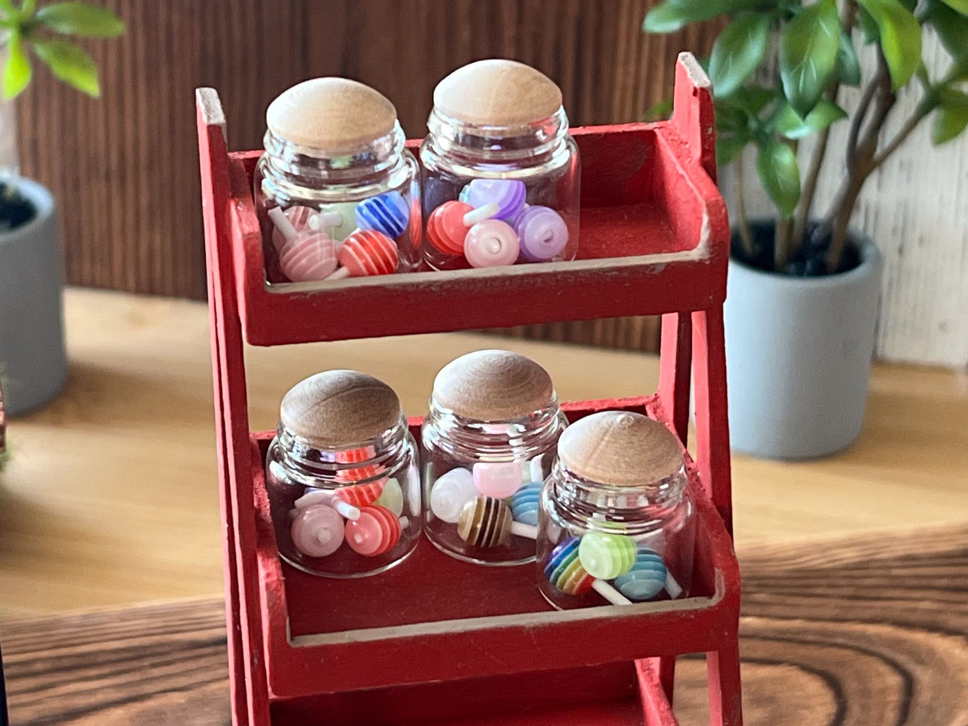 Miniature Glass Candy Jar – 1:12 Scale - Dollhouse Glass Jar with 5 Mini Lollipops __etsy:6374718561