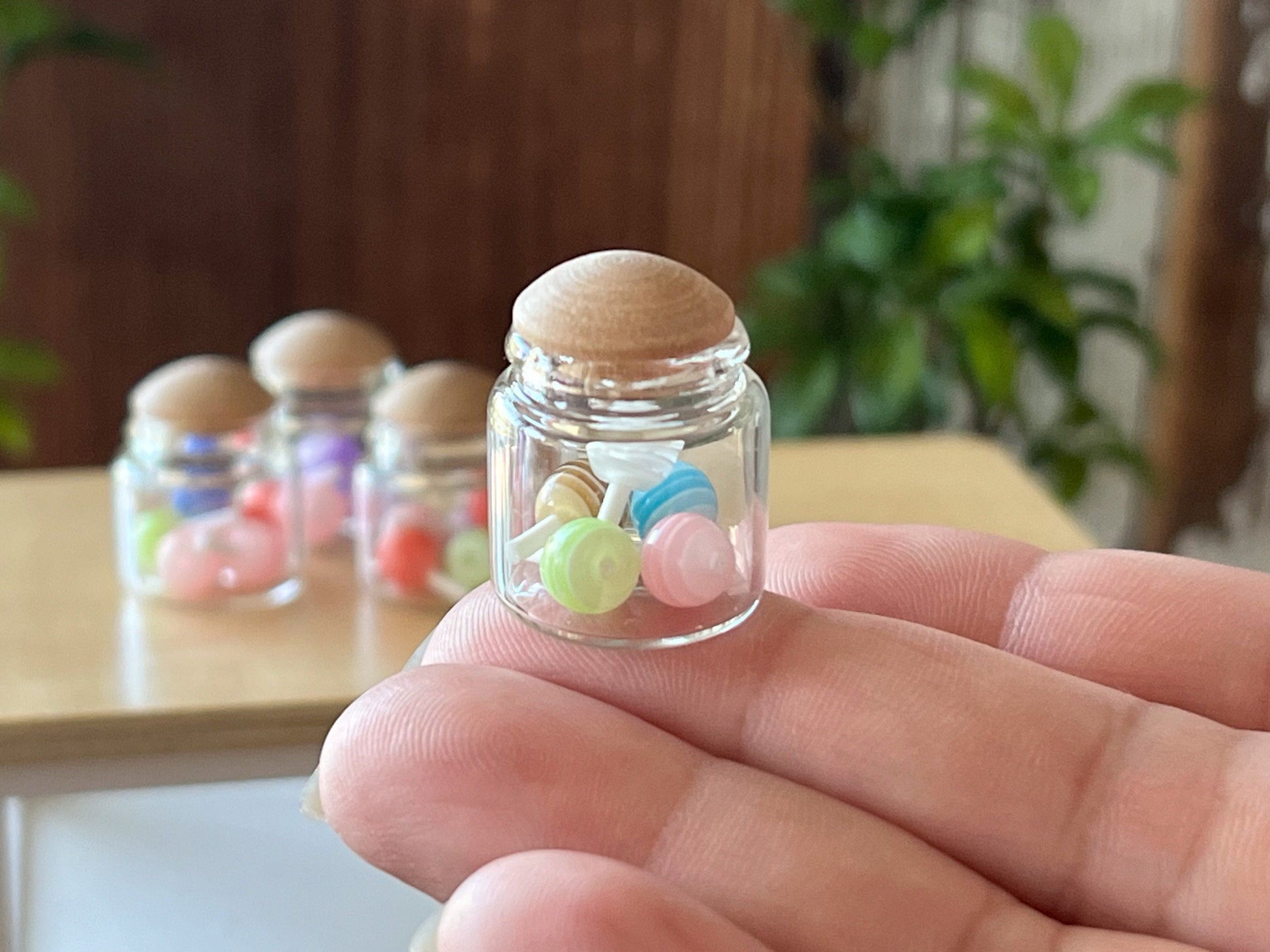 Miniature Glass Candy Jar – 1:12 Scale - Dollhouse Glass Jar with 5 Mini Lollipops __etsy:6374718453