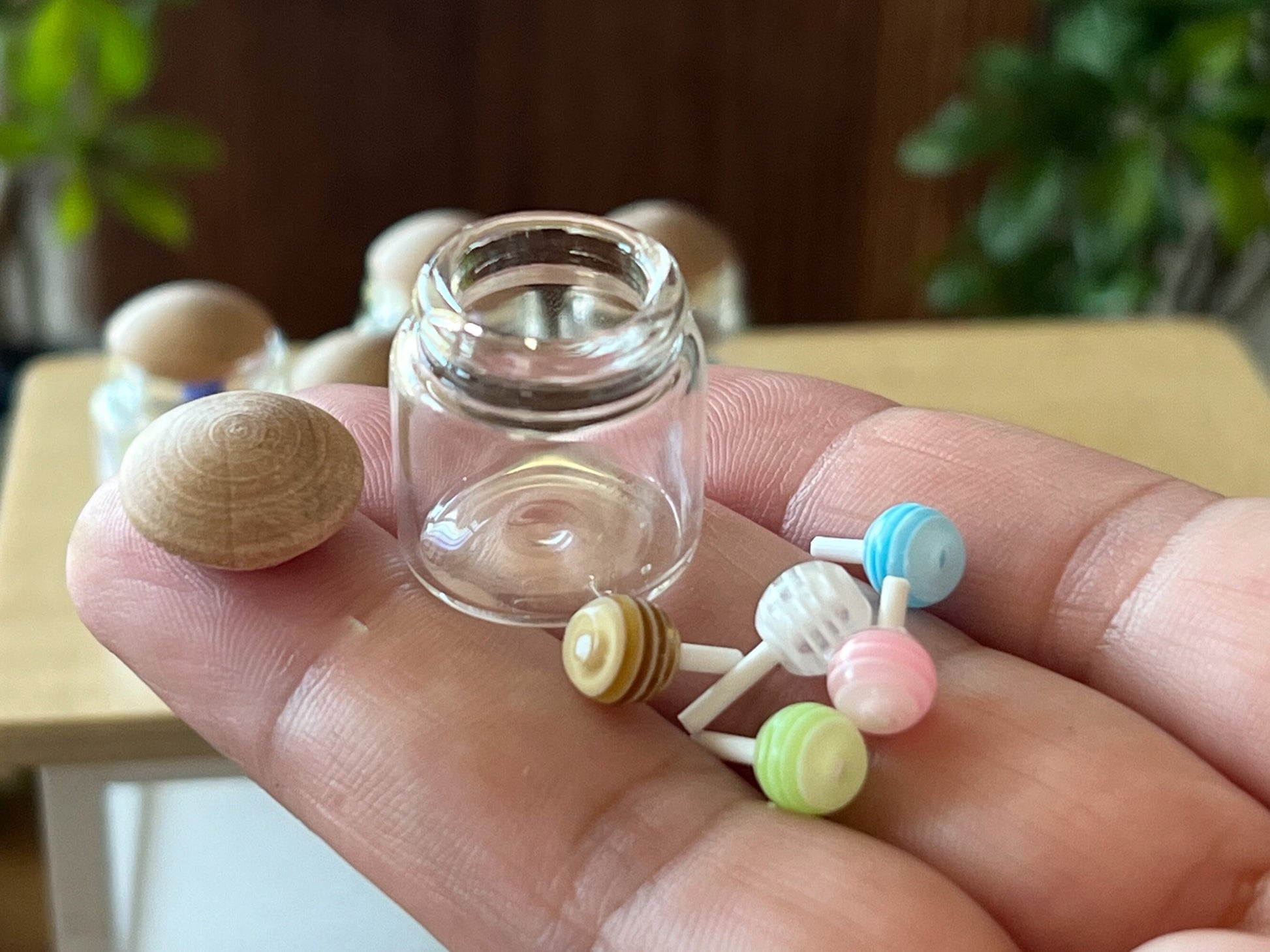 Miniature Glass Candy Jar – 1:12 Scale - Dollhouse Glass Jar with 5 Mini Lollipops __etsy:6374718457