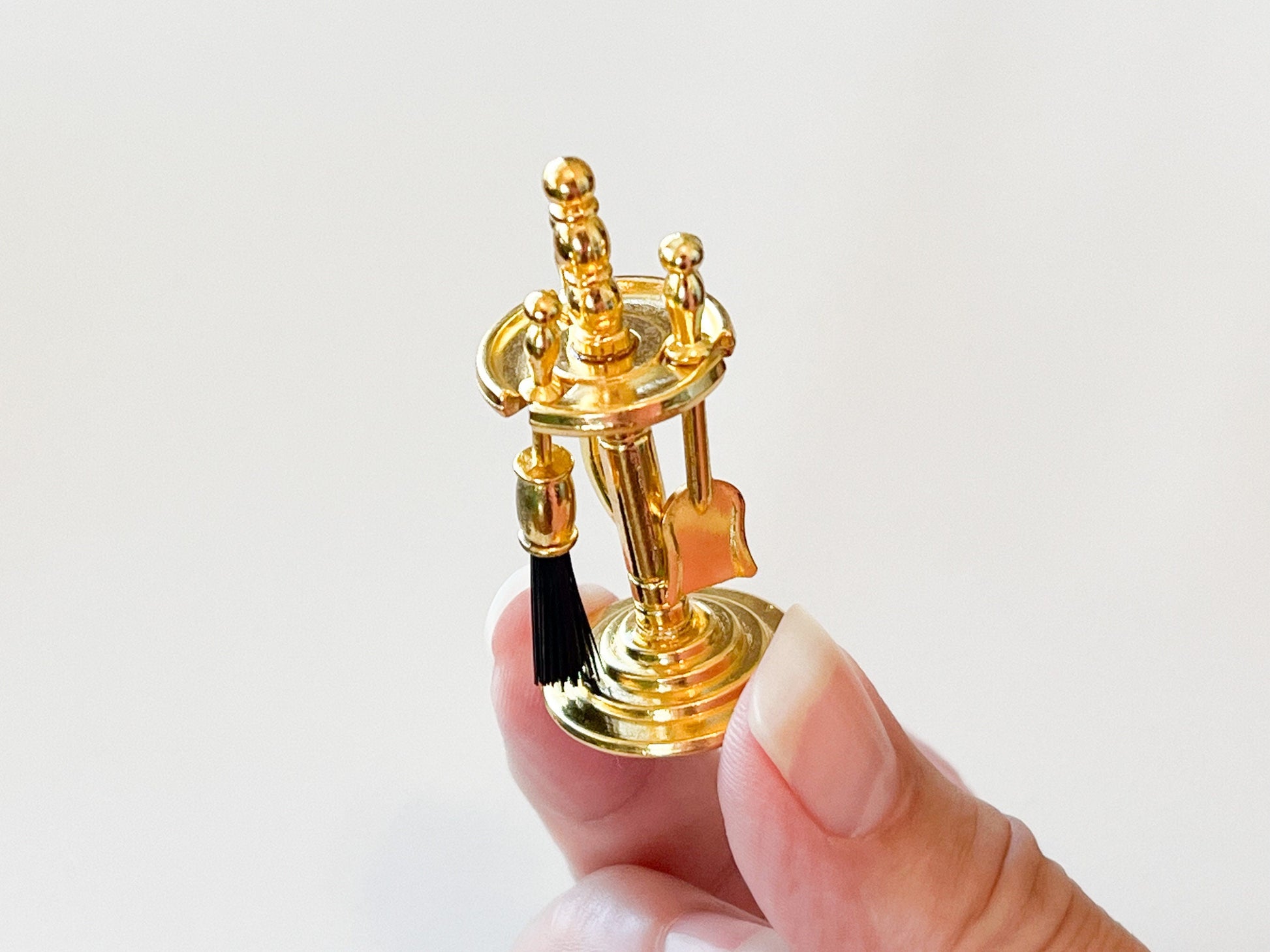 Miniature Gold-Tone Fireplace Tool Set –  1:12 Scale (4PC) Dollhouse Accessories __etsy:6318428242