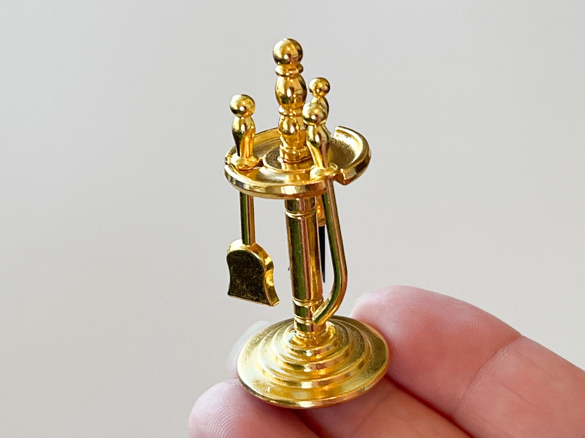 Miniature Gold-Tone Fireplace Tool Set –  1:12 Scale (4PC) Dollhouse Accessories __etsy:6366484967