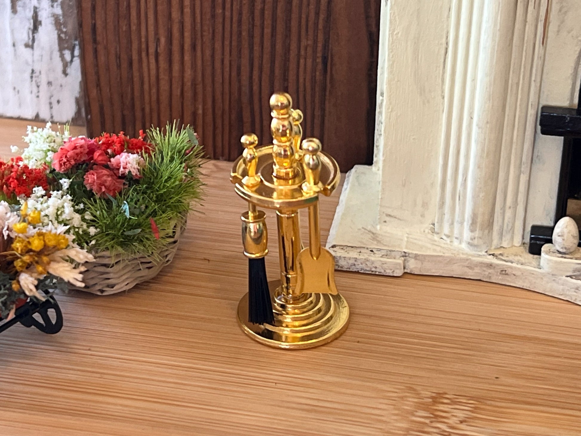 Miniature Gold-Tone Fireplace Tool Set –  1:12 Scale (4PC) Dollhouse Accessories __etsy:6318428260
