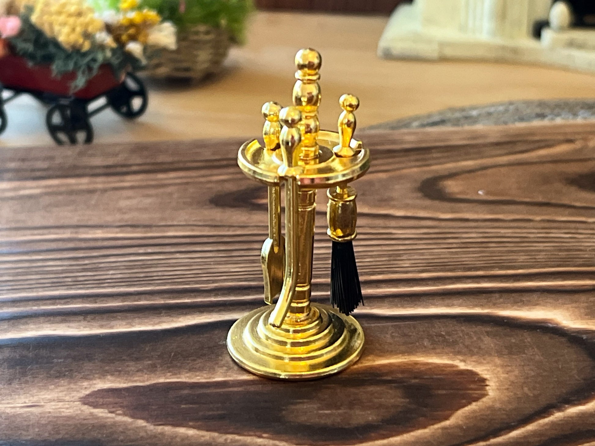 Miniature Gold-Tone Fireplace Tool Set –  1:12 Scale (4PC) Dollhouse Accessories __etsy:6366484951
