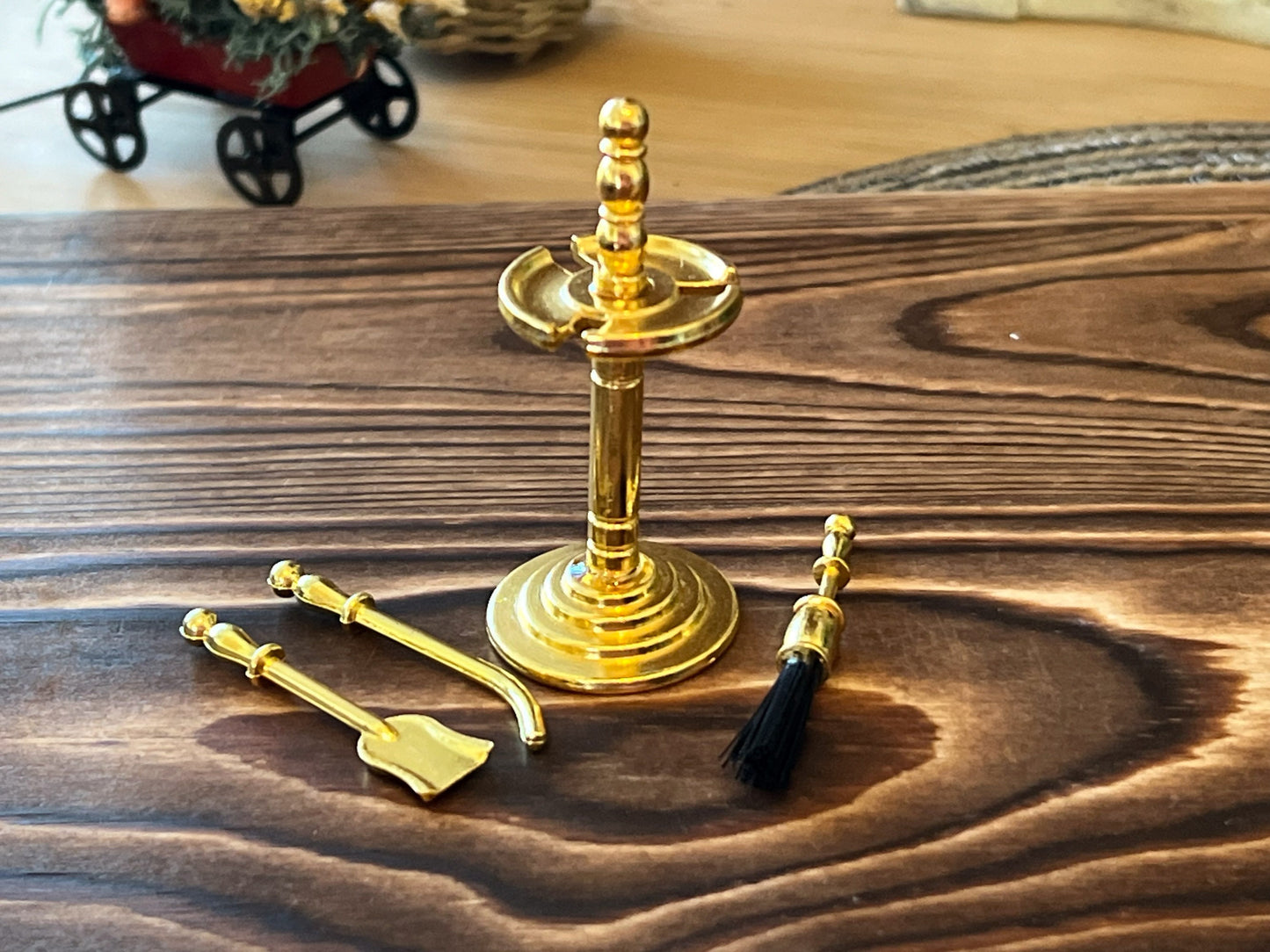 Miniature Gold-Tone Fireplace Tool Set –  1:12 Scale (4PC) Dollhouse Accessories __etsy:6366484959