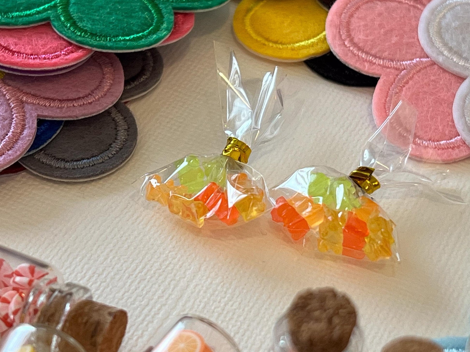 Miniature Gummy Bear Bag - 2PC - 1:12 Scale - Dollhouse Candy Bag __etsy:7686768744