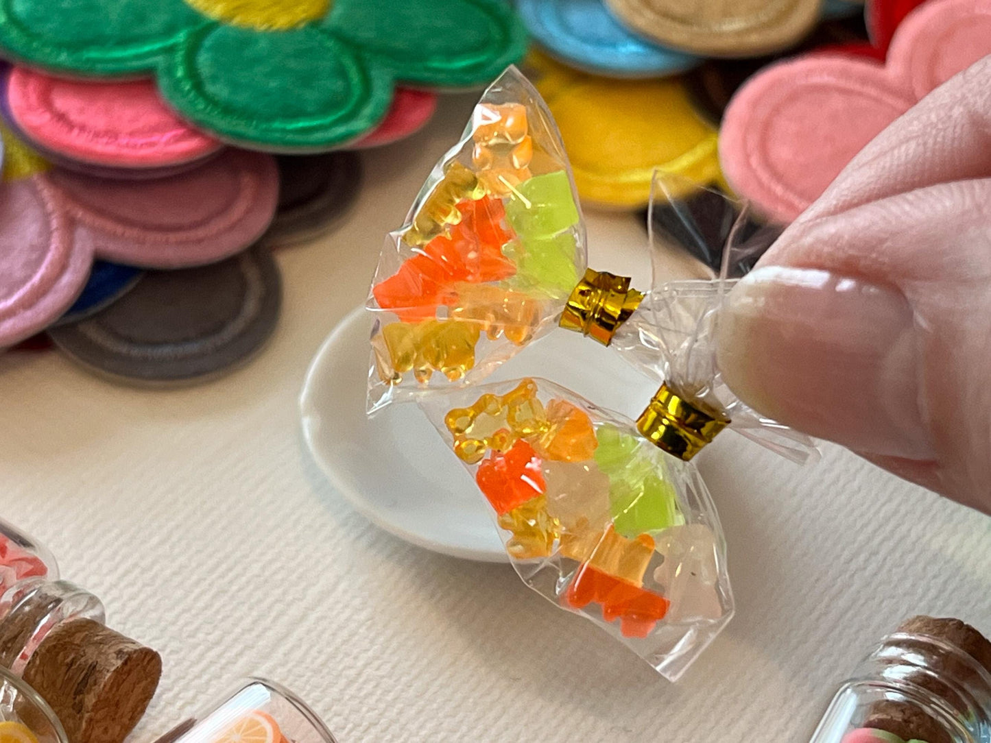 Miniature Gummy Bear Bag - 2PC - 1:12 Scale - Dollhouse Candy Bag __etsy:7686768864