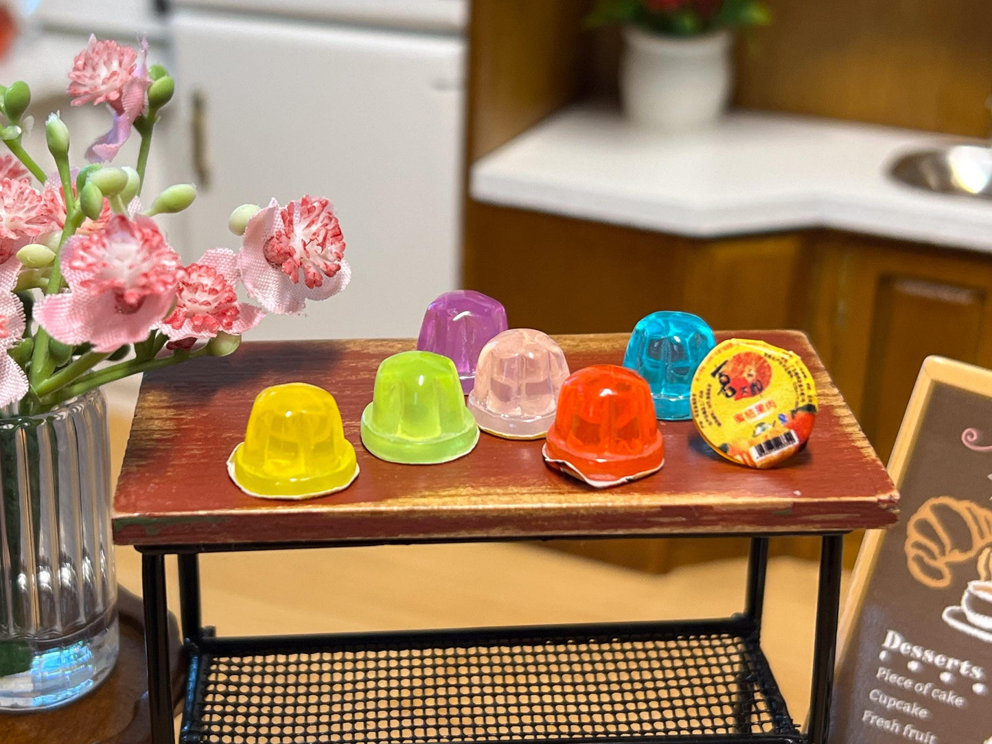 Miniature Jello 4 PC - 1:12 Scale - Dollhouse Colorful Sweet Jellies __etsy:6548024389