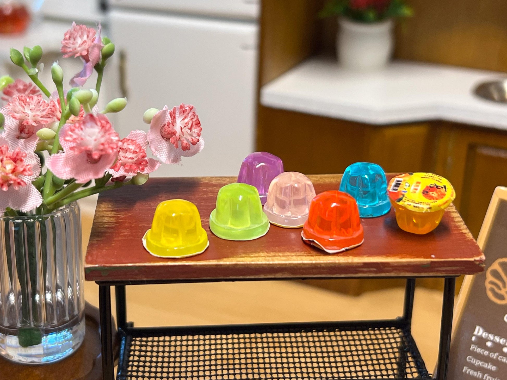 Miniature Jello 4 PC - 1:12 Scale - Dollhouse Colorful Sweet Jellies __etsy:6499896710
