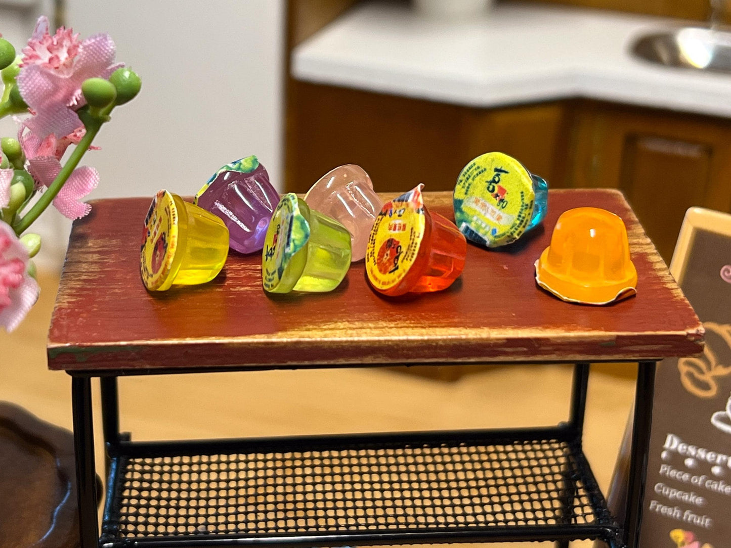 Miniature Jello 4 PC - 1:12 Scale - Dollhouse Colorful Sweet Jellies __etsy:6548024205