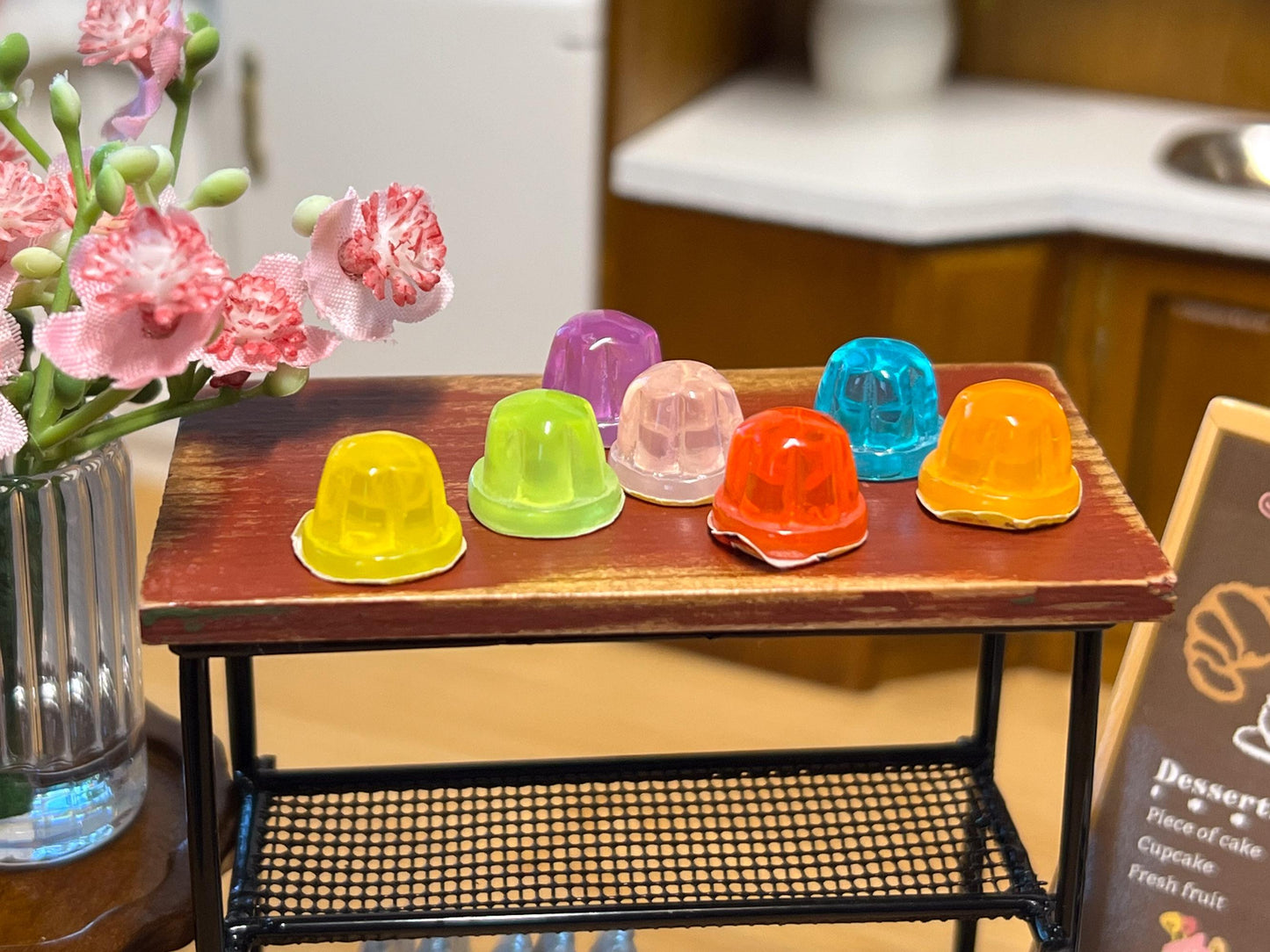 Miniature Jello 4 PC - 1:12 Scale - Dollhouse Colorful Sweet Jellies __etsy:6499896546