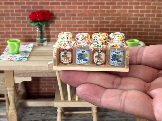 Miniature Jelly Preserves 1:12 Scale-Dollhouse Glass Jam Jars on a Shelf __etsy:5689496869