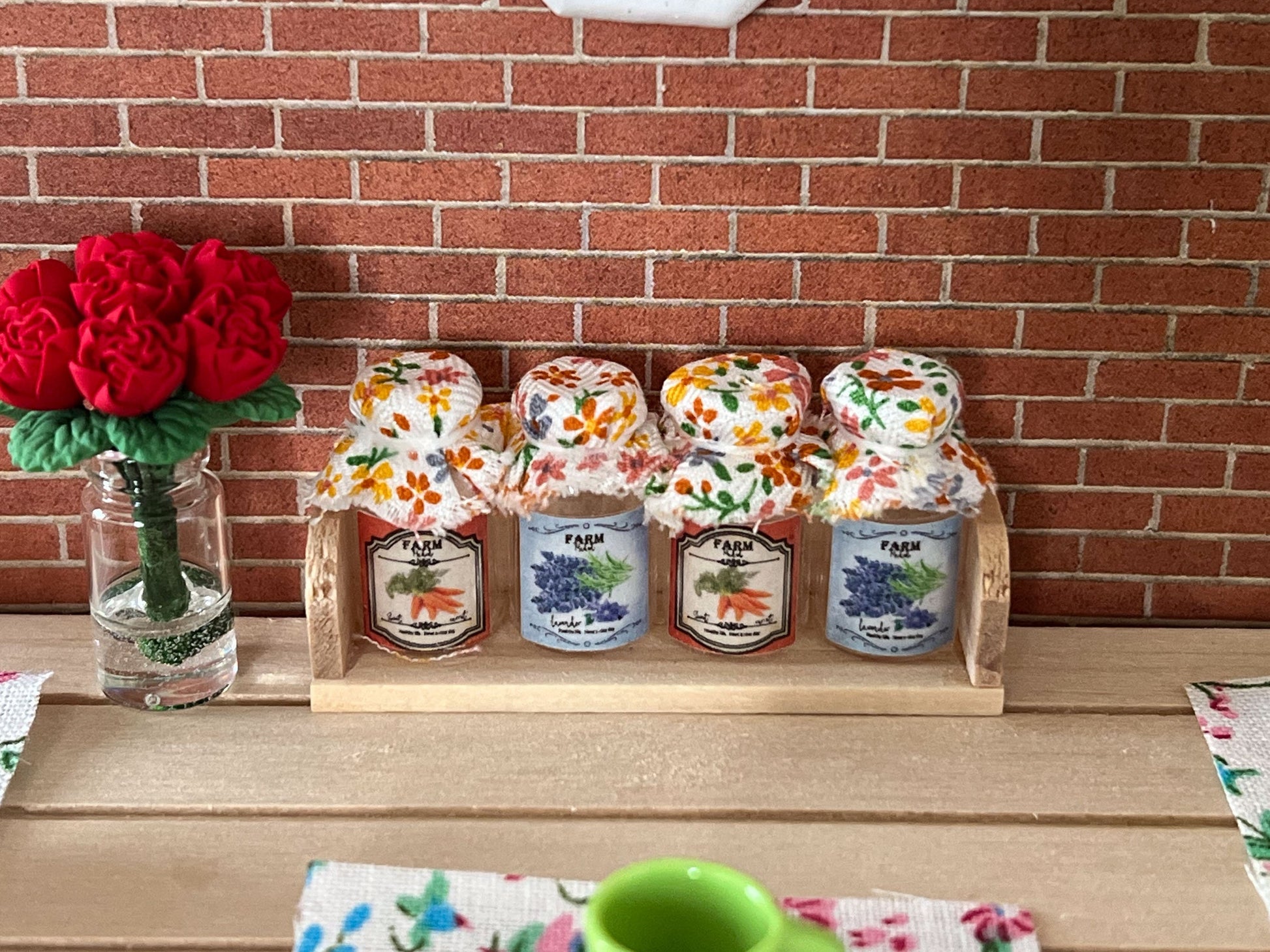 Miniature Jelly Preserves 1:12 Scale-Dollhouse Glass Jam Jars on a Shelf __etsy:5689496815