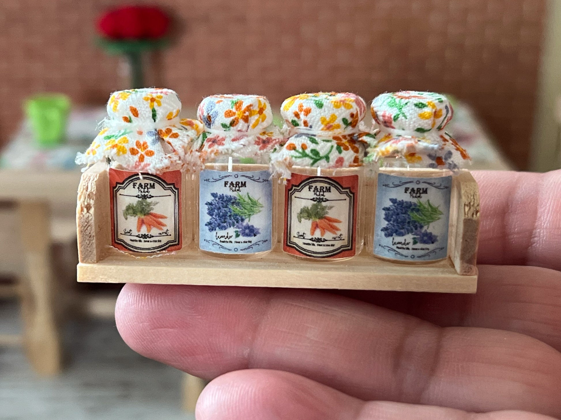 Miniature Jelly Preserves 1:12 Scale-Dollhouse Glass Jam Jars on a Shelf __etsy:5689496833