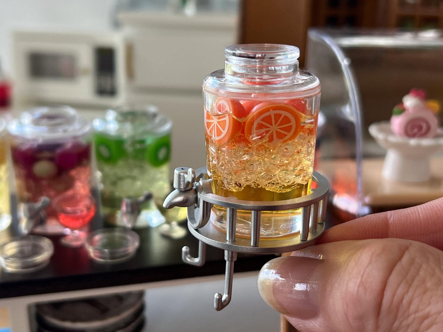 Miniature Juice Dispenser with Cup 1:12 Scale – Dollhouse Lemonade, Orange, Grape, Berry, Kiwi __etsy:6984691100