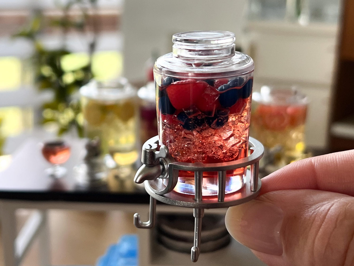 Miniature Juice Dispenser with Cup 1:12 Scale – Dollhouse Lemonade, Orange, Grape, Berry, Kiwi __etsy:6984690994