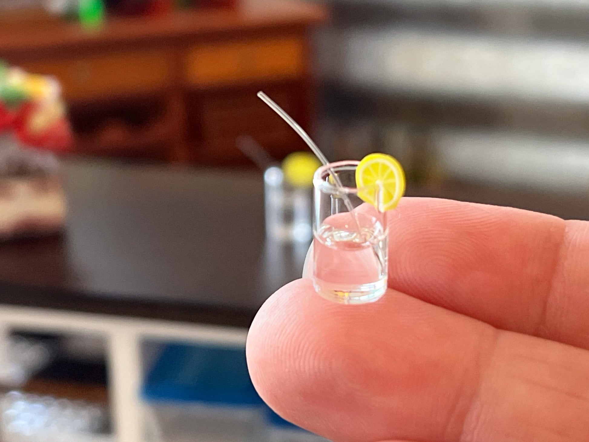 Miniature Lemon Water Glass 1:12 Scale | Dollhouse 4 PC Set Kitchen Décor __etsy:7317364610