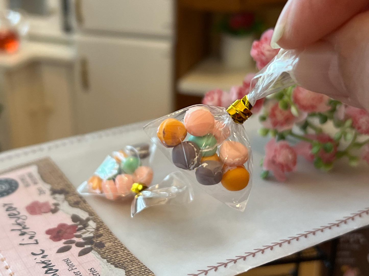 Miniature Macaroons in Bag – 1:12 Scale - Dollhouse Dessert __etsy:6545885773