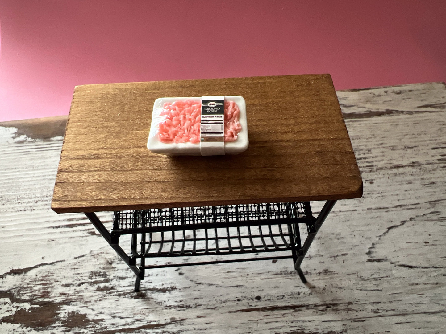 Miniature Meat Pack on Ceramic Tray 1:12 Scale-Dollhouse Food with Nutritional Label Facts __etsy:5464451861
