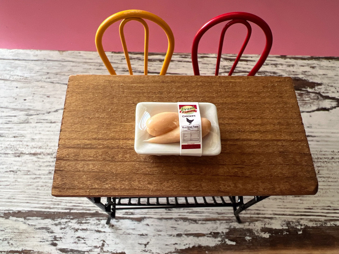 Miniature Meat Pack on Ceramic Tray 1:12 Scale-Dollhouse Food with Nutritional Label Facts __etsy:5416319090