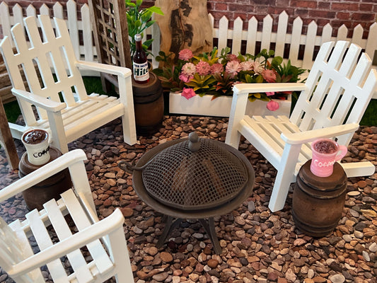 Miniature Metal Fire Pit 1:12 Scale - Dollhouse Outdoor Firepit with Removable Top Screen __etsy:5691197387