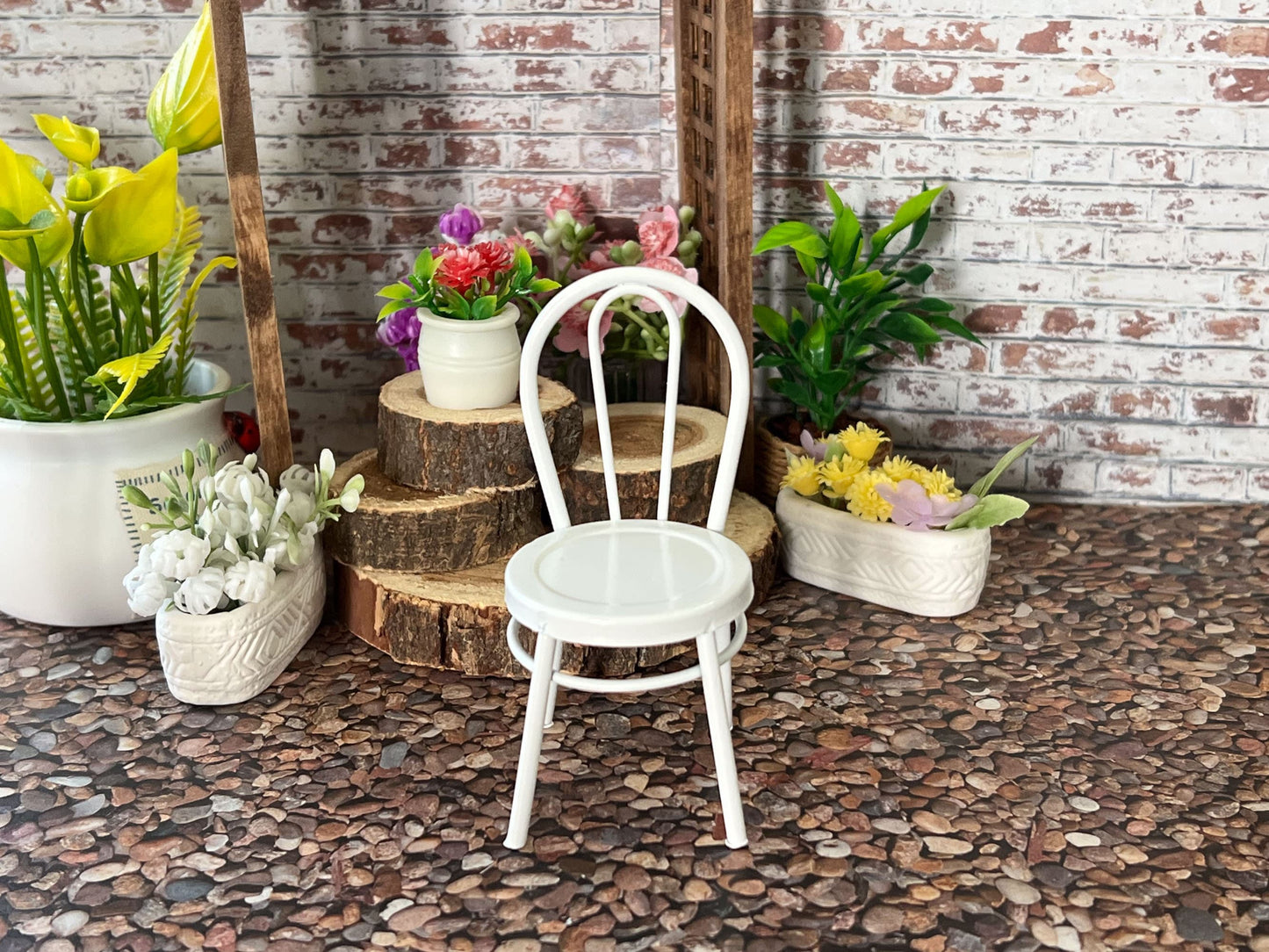Miniature Metal Patio Chairs 1 PC, 1:12 Scale - Dollhouse White, Red, or Yellow Chairs __etsy:5868123536