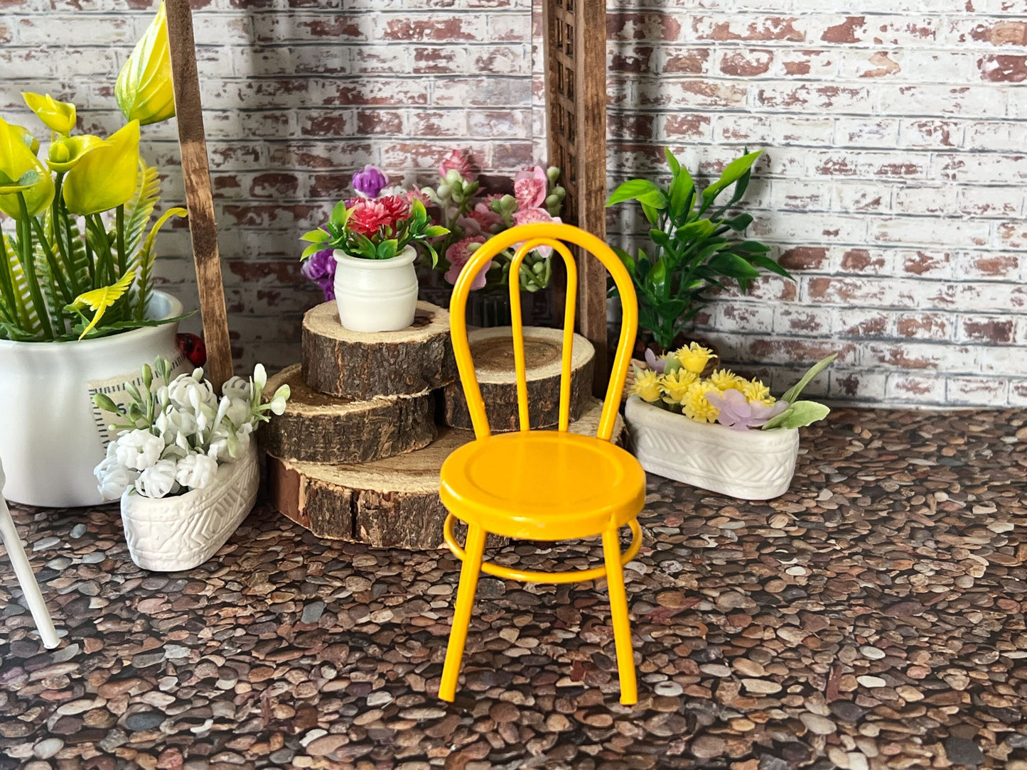 Miniature Metal Patio Chairs 1 PC, 1:12 Scale - Dollhouse White, Red, or Yellow Chairs __etsy:5916209121