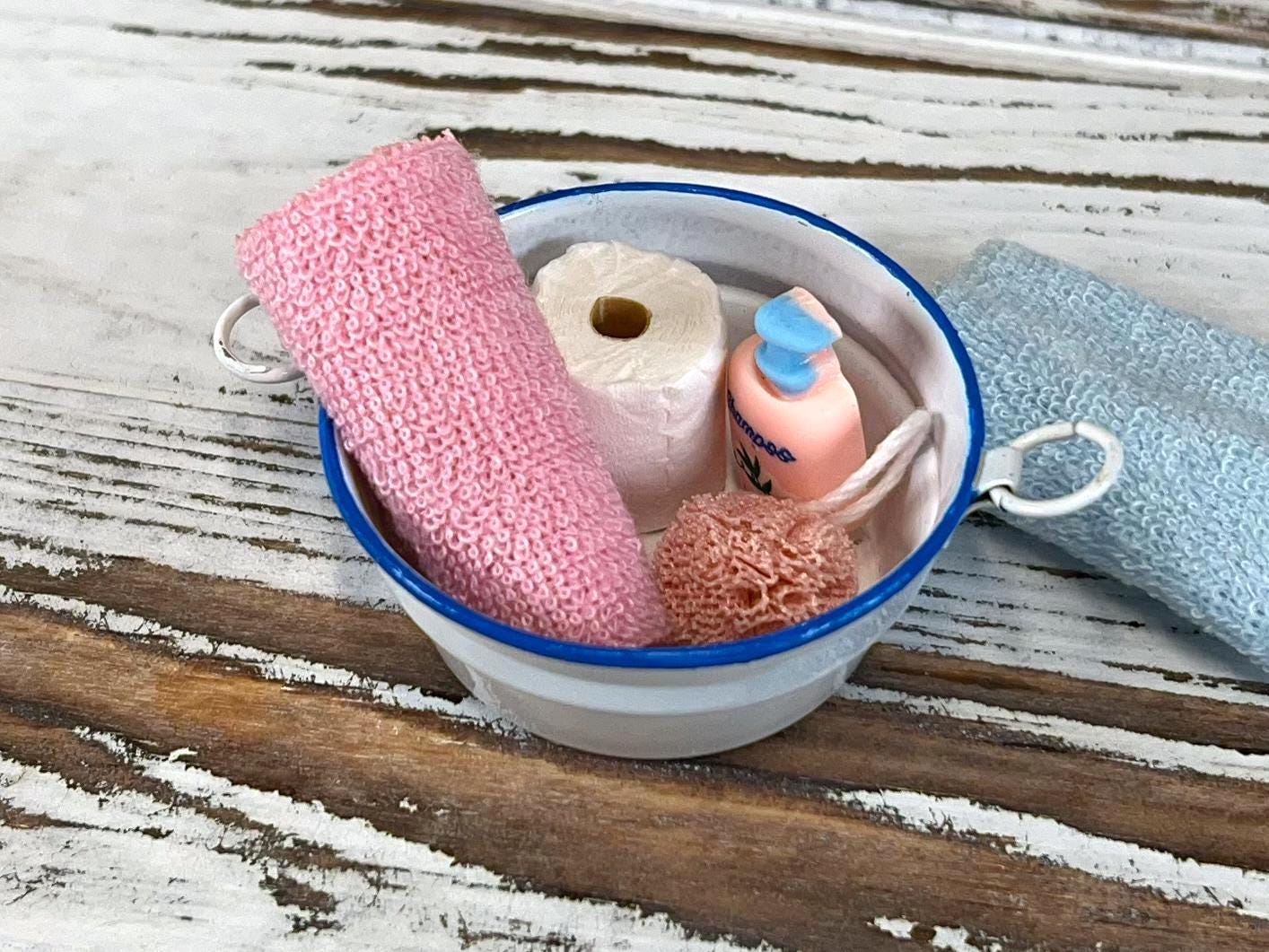 Miniature Metal Wash Bucket 1:12 Scale – Dollhouse Rustic Bucket for Laundry or Bar __etsy:7584686478