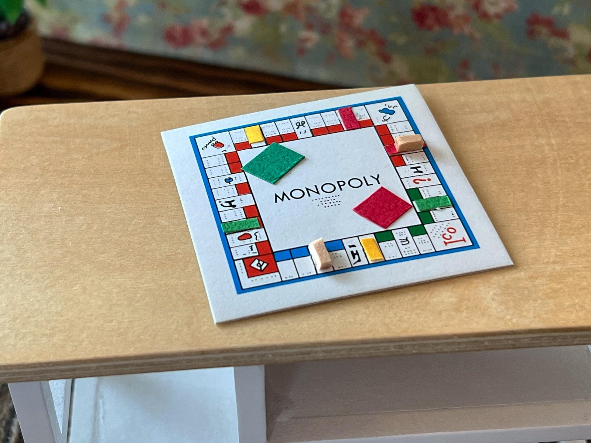 Miniature Monopoly Game – 1:12 Scale Dollhouse Board Game – Realistic Game Room Entertainment __etsy:6999070109
