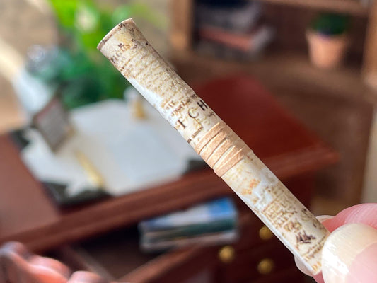 Miniature Old Grunge Scroll with Vintage Books – 1:12 Scale Dollhouse Office & Study Decor __etsy:7225437552