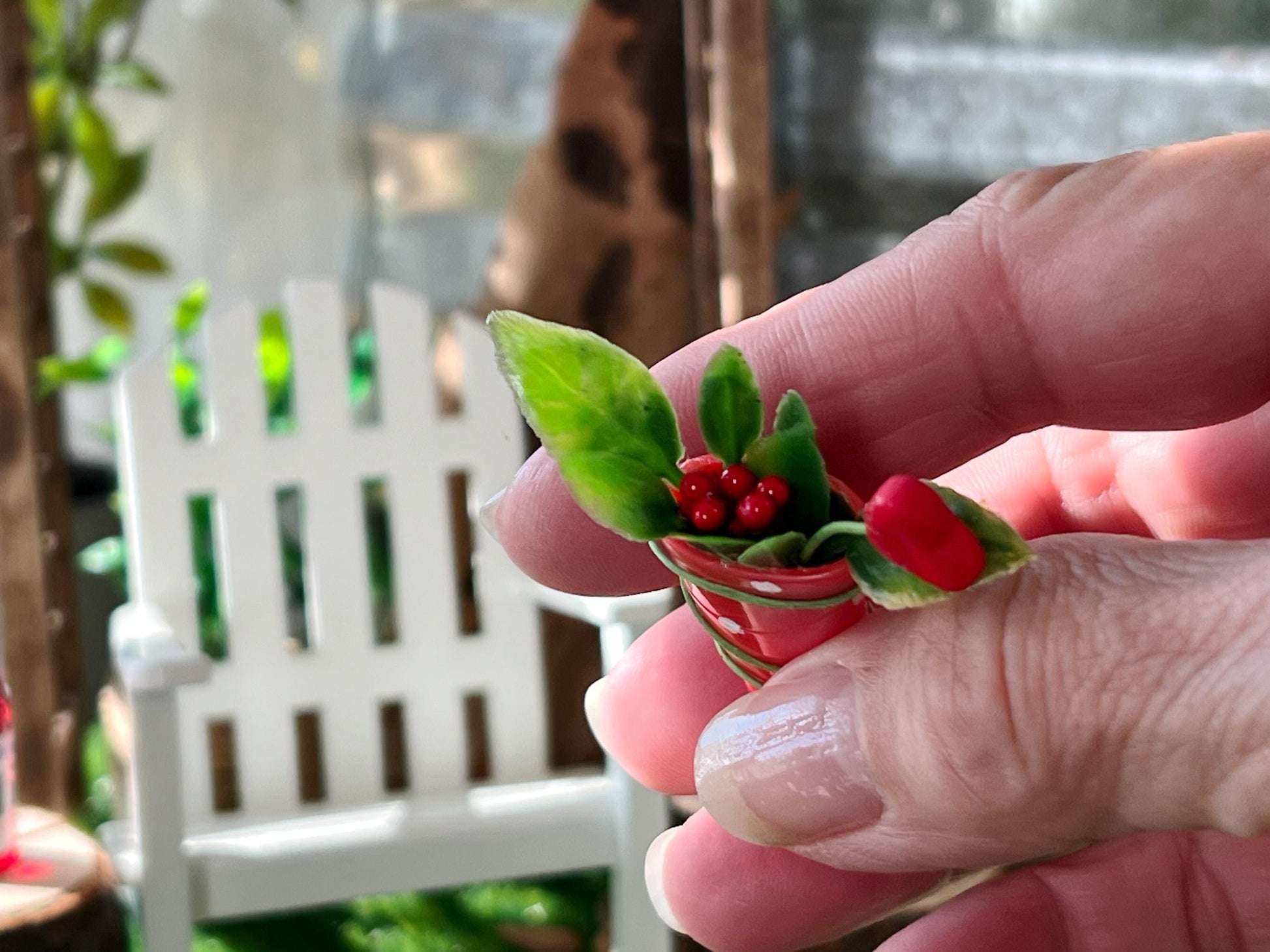 Miniature Planter Boot with a Rose – 1:12 Scale - Dollhouse Garden Decor __etsy:7120570688