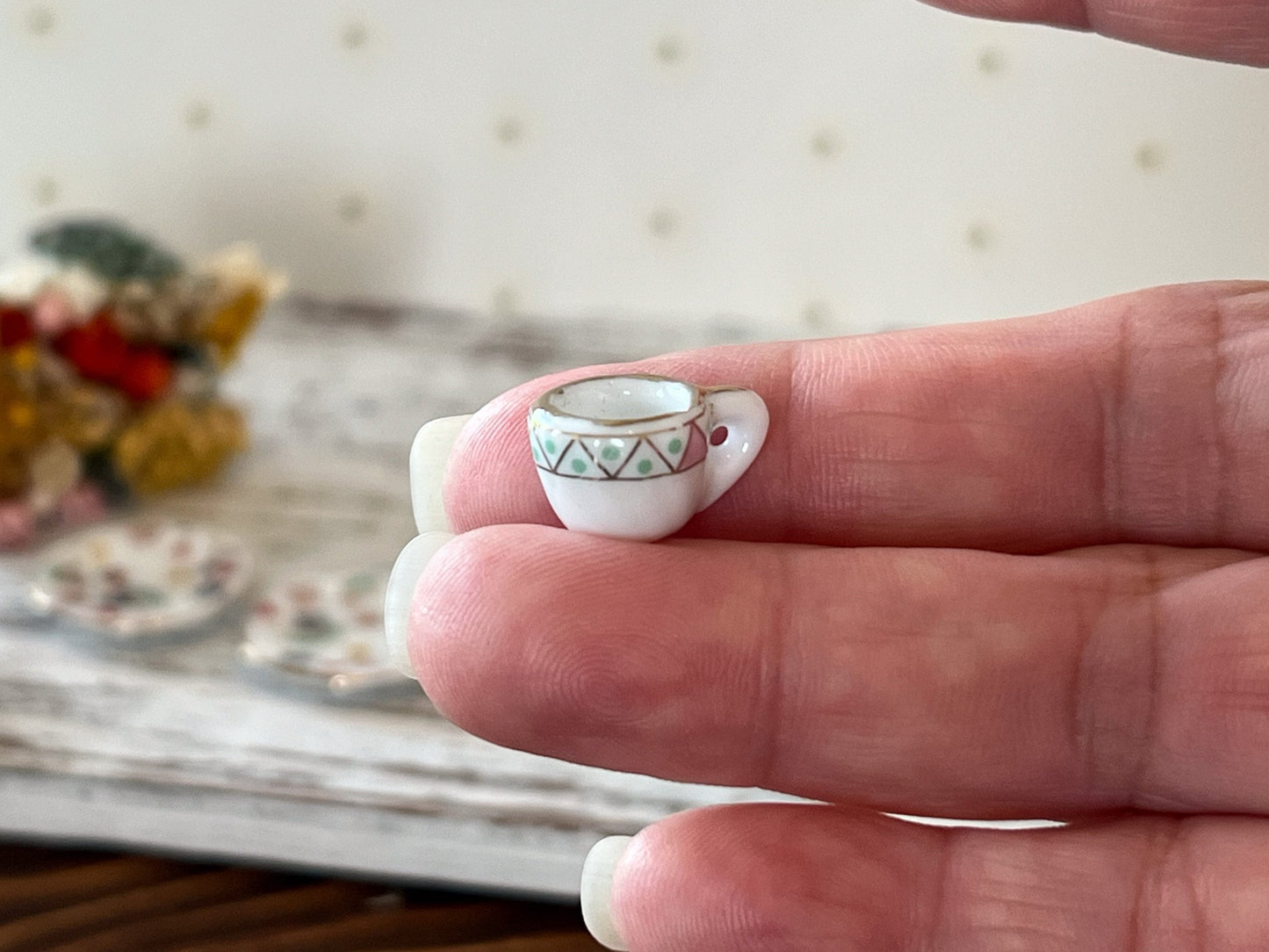 Miniature Porcelain Tea Set - 1:12 Scale – Dollhouse 17PC Colorful Flowers Tea Time __etsy:6262167403
